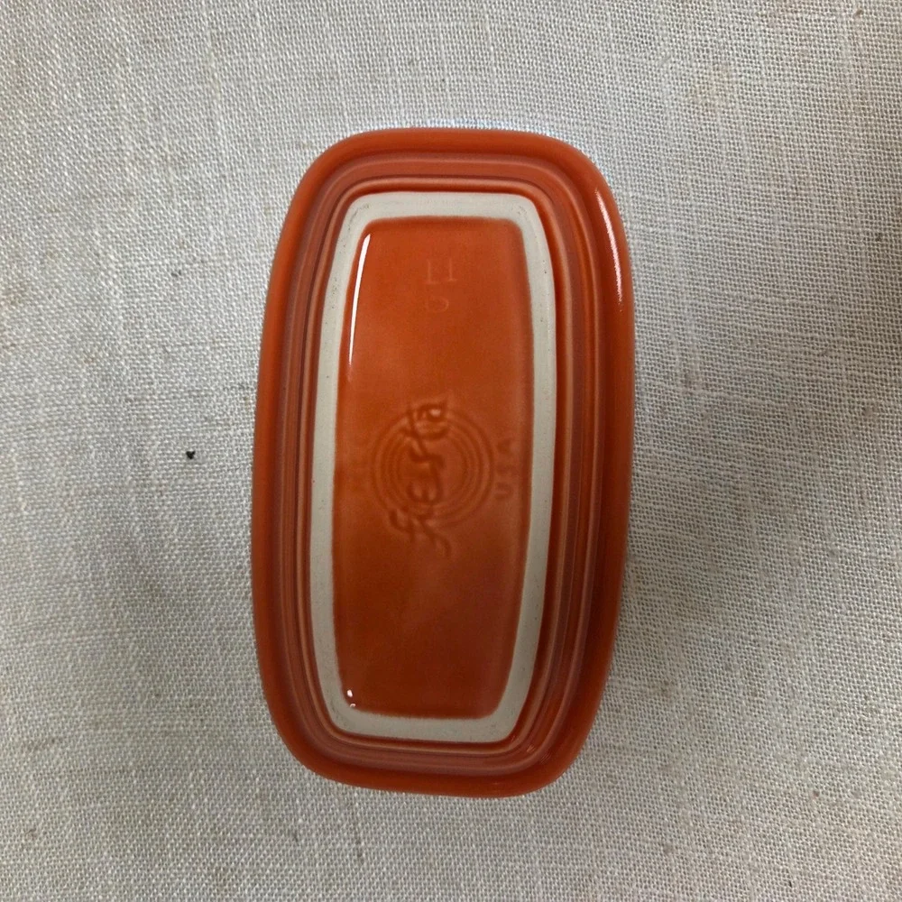 Fiesta Extra Large Covered Butter Dish Poppy Orange Ceramic USA Made